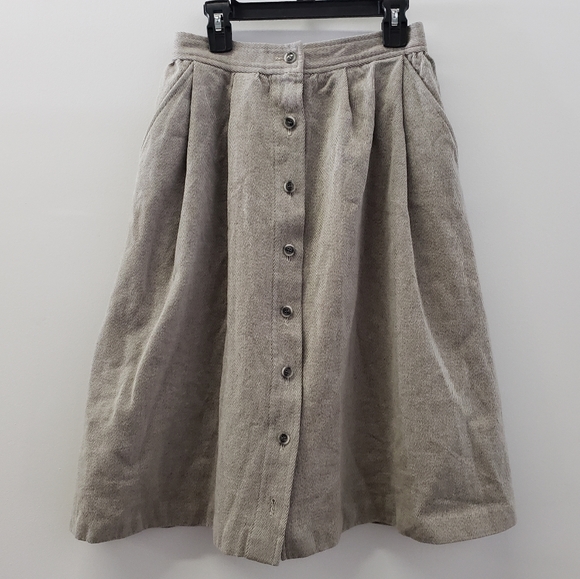 Vintage Saint Laurant Wool Button Up Pocket Skirt